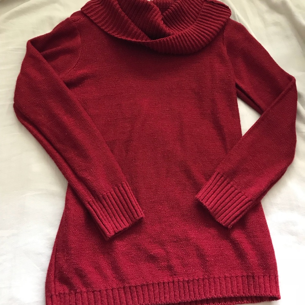 Glittery cowl neck sweater tunic